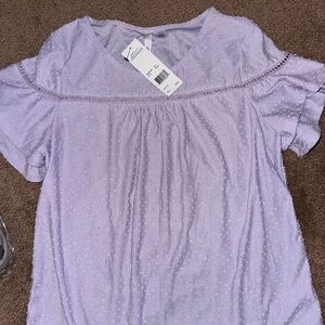 NY Collection Light Purple Textured Blouse